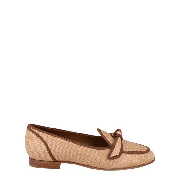 Grosgrain-Trim Raffia Loafers
